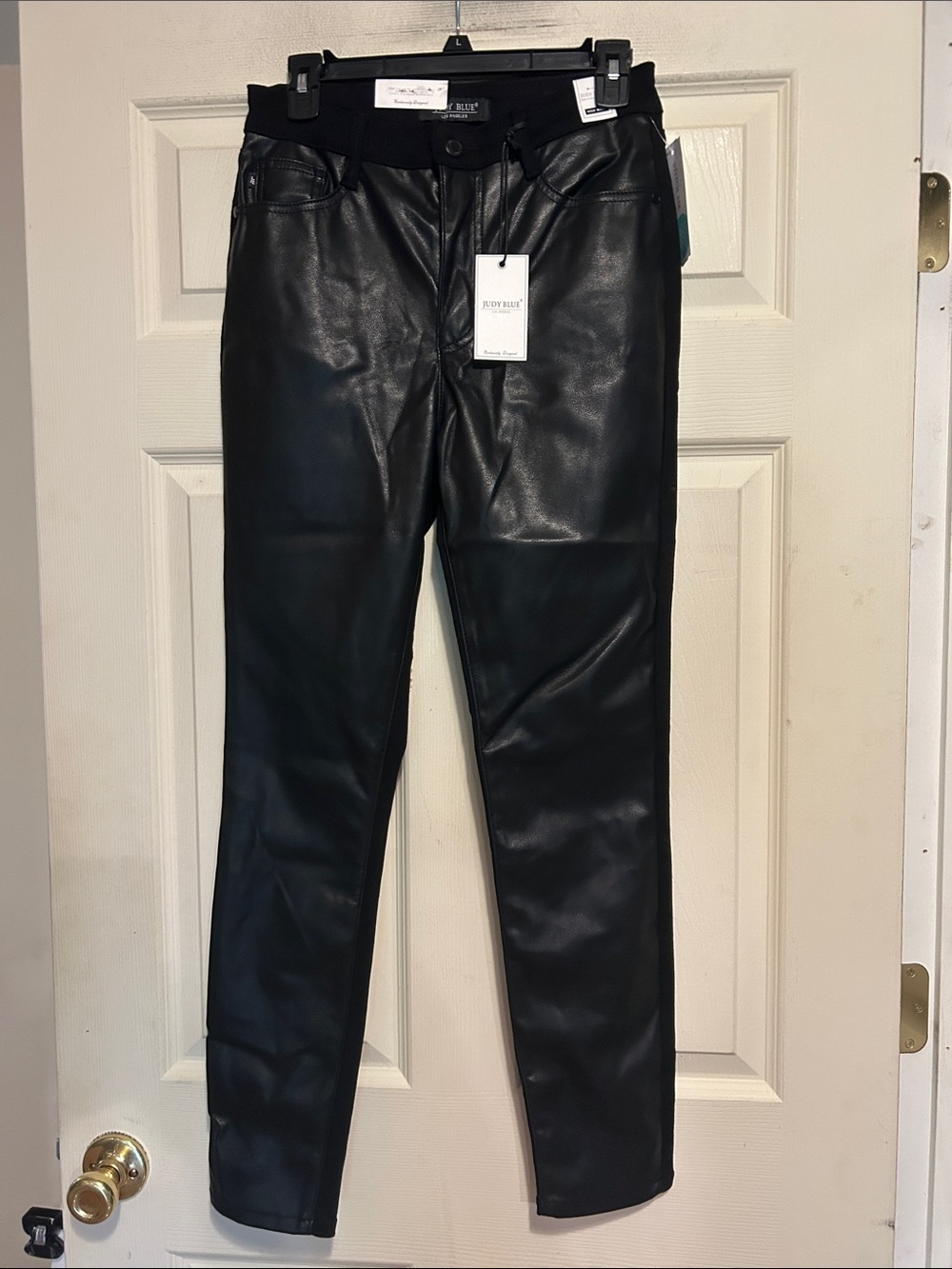 Judy Blue Black Faux Leather & Denim Jeans Size 28